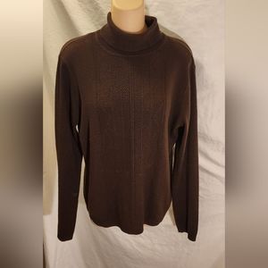 KAREN SCOTT Turtleneck,  Med, Dark Brown